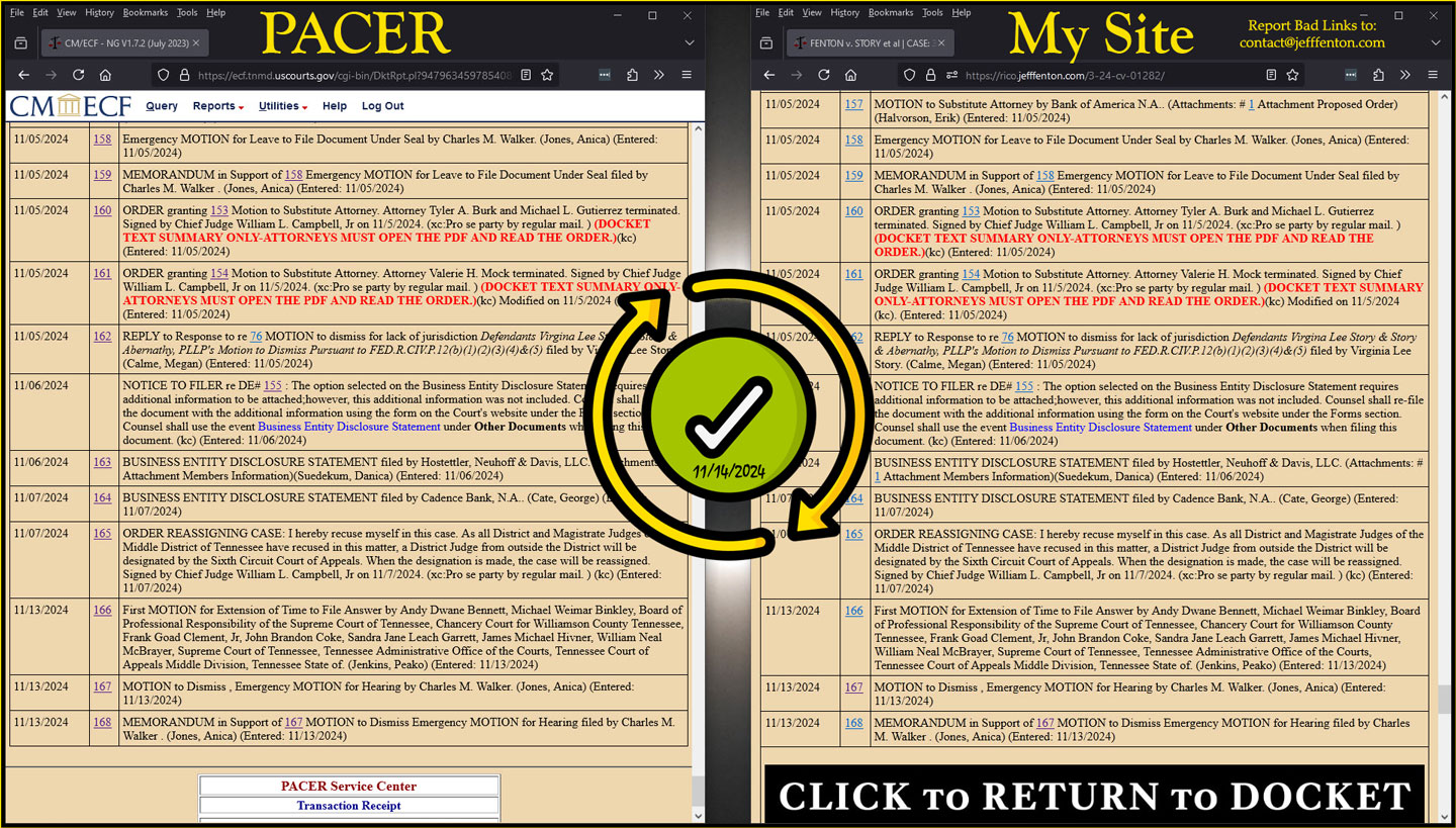 Tennessee Lawsuit Docket Synchronized on 11/14/2024