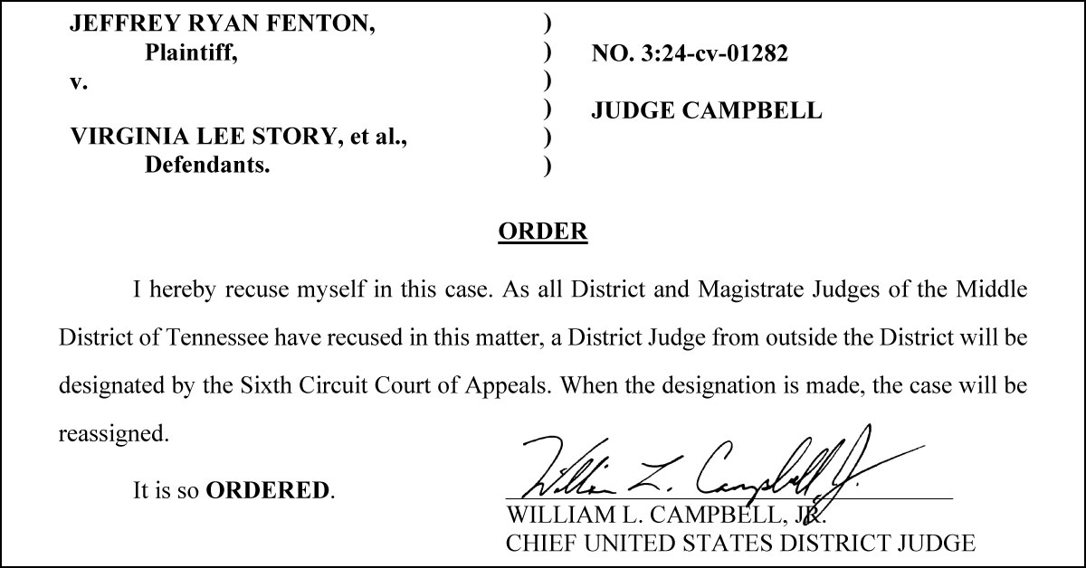 United States District Court for the Middle District of Tennessee—Recusal