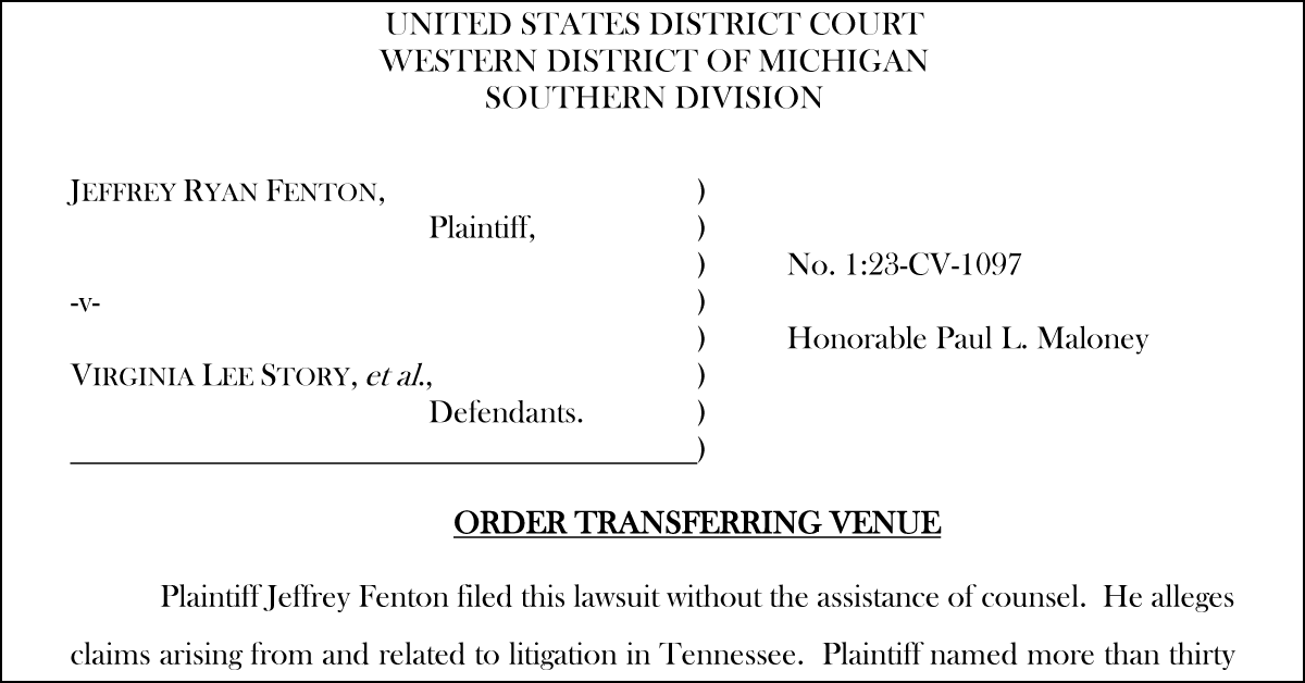 Order Transferring Venue